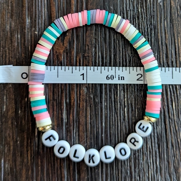 Taylor Swift Friendship Bracelet Folklore Vinyl Disc Stretchable Stackable - Picture 4 of 4